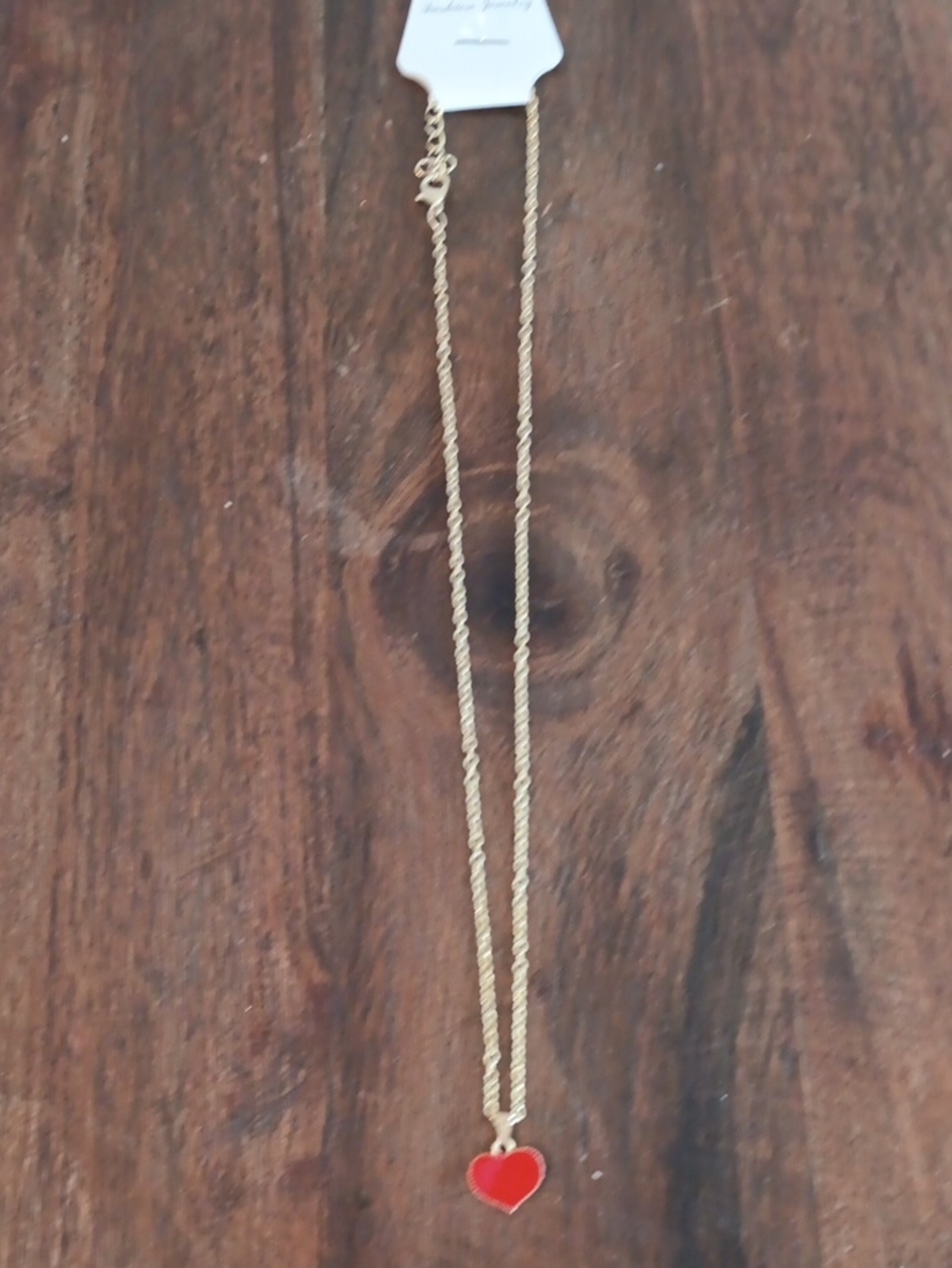 Gold Chain Necklace with Red Heart Pendant - Women Jewelry